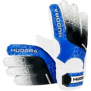 Hudora Torwarthandschuhe für Kinder, Größe M, blau-weiß mit guter Polsterung und Grip.