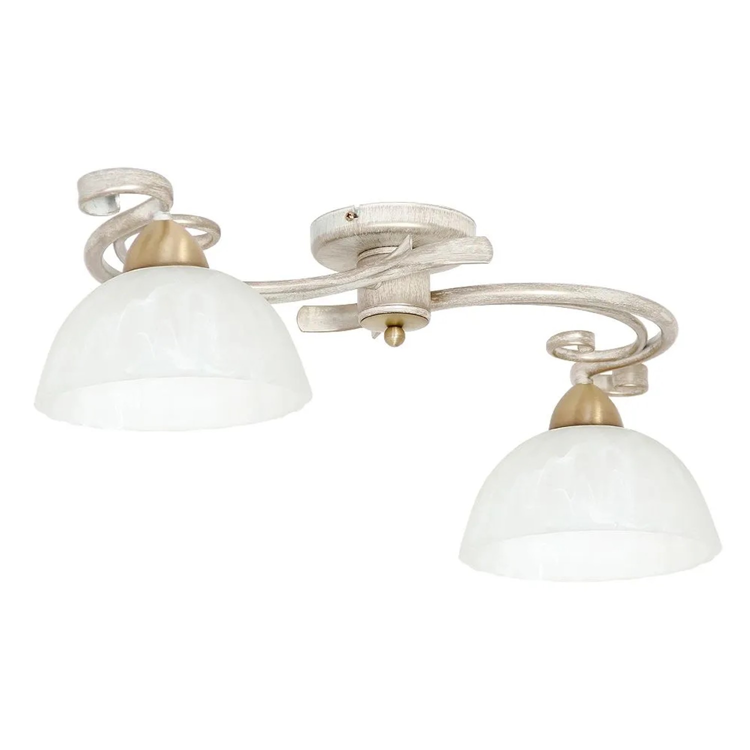 Licht-Erlebnisse Deckenlampe Metall Glas E27 In Shabby Weiß Messing 2-Flammig