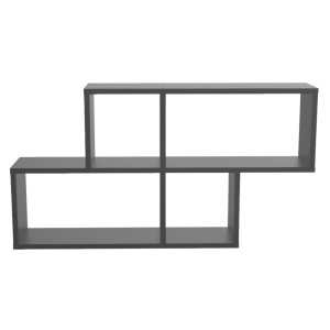 Coemo Wandregal Ernie, anthrazitfarbenes Sideboard mit 4 Fächern aus Holz, 100x20x53cm.