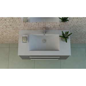 Jet-Line Badset Rapperswil, 90cm, Grau Hochglanz: Waschbecken mit Unterschrank, moderne Badmöbel.