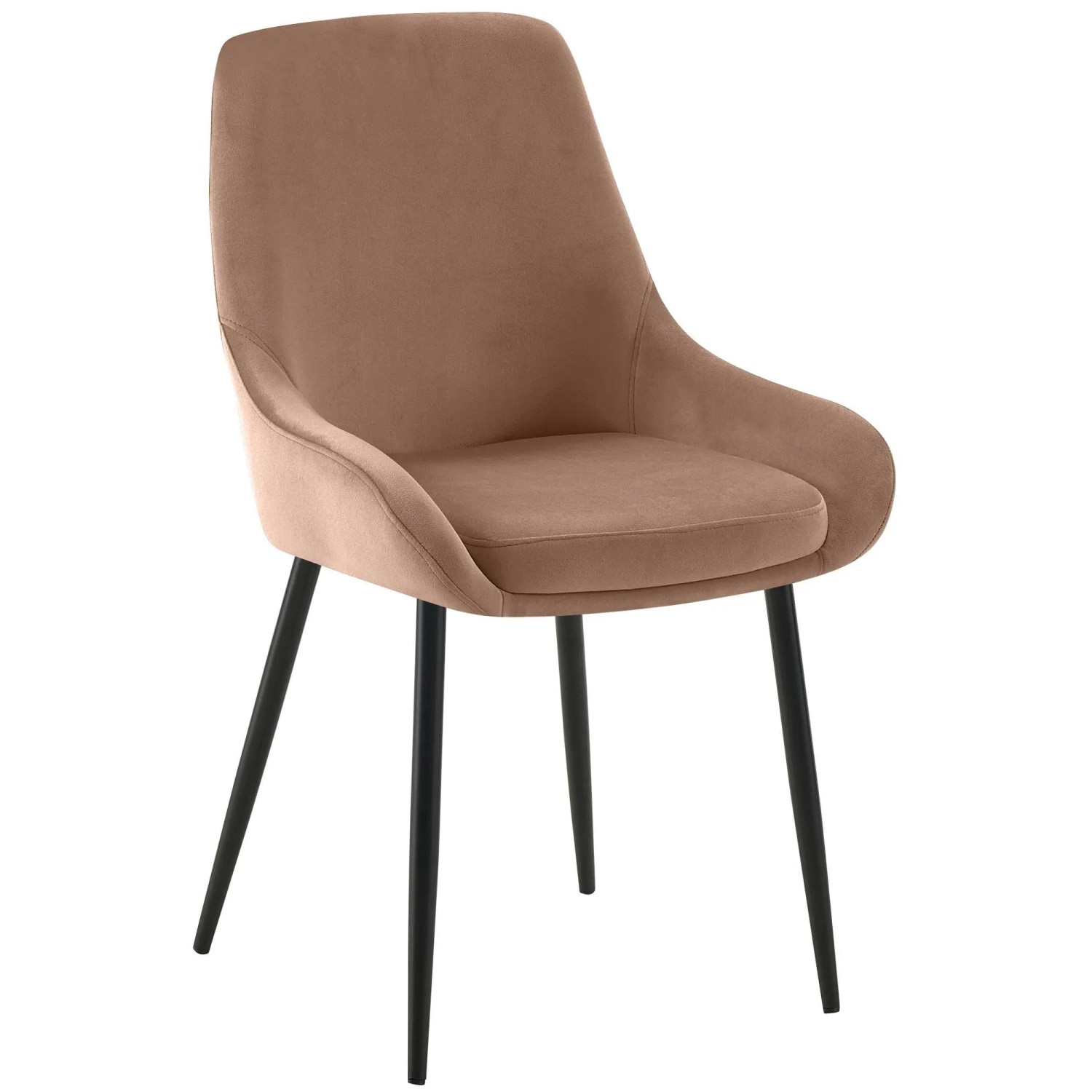 DELUKE Esszimmerstuhl PUNAR Samt Braun 50x53x86cm Schwarz Essstühle Esszimmerstühle Küchenstühle Wohnzimmerstühle