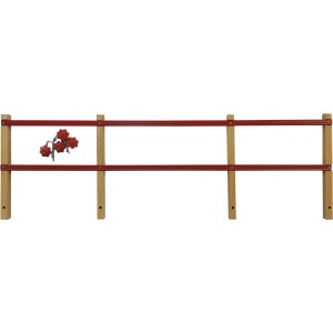 Rudisport Rückenlehne aus Kunststoff für Schlitten, rot und naturfarben.