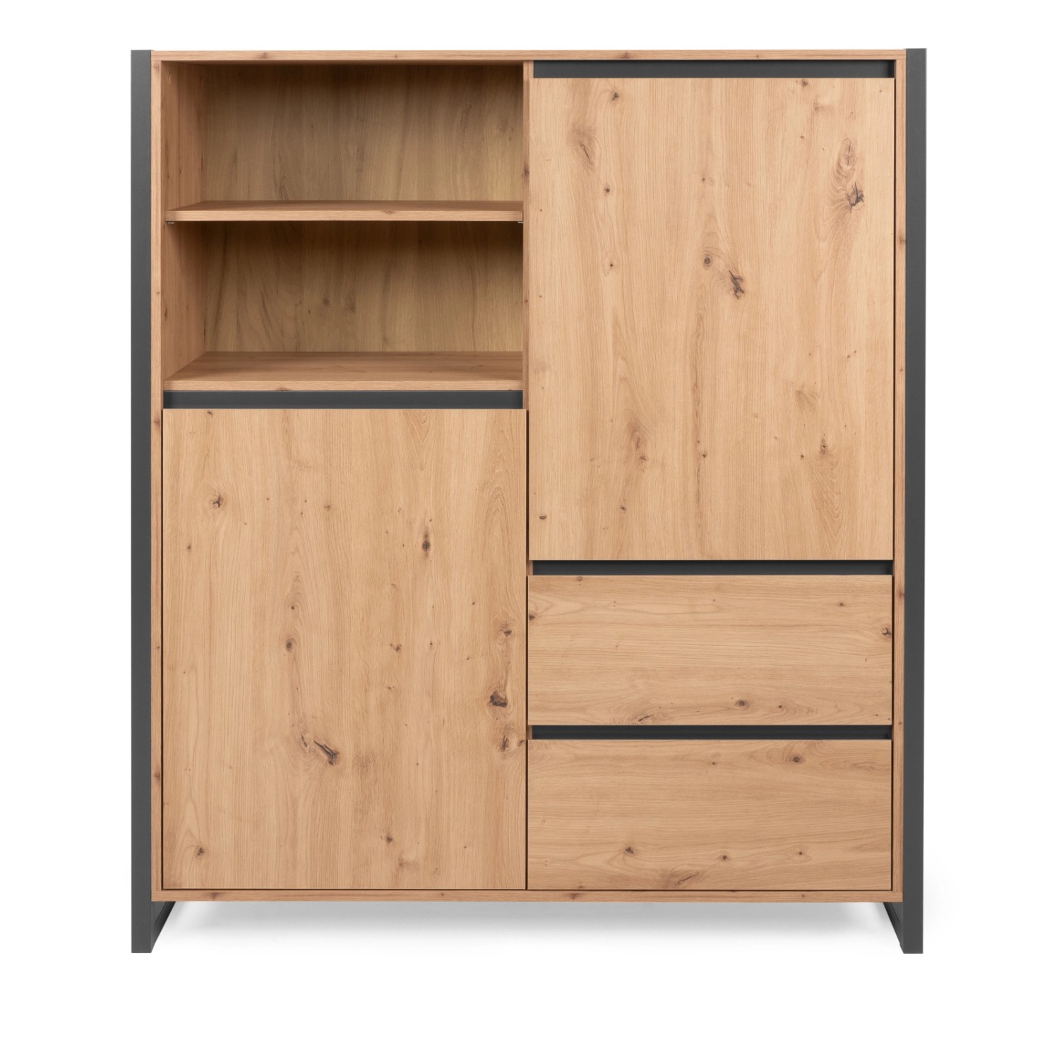 Furn.Design Highboard Eiche Artisan und Grau 120 x 140 cm 2-türig Industria günstig online kaufen