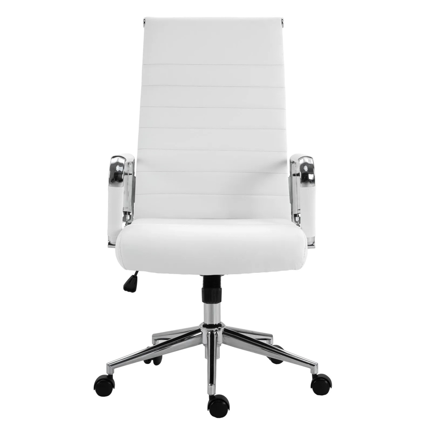 Weißer Svita Office Comfort Bürostuhl mit hoher Rückenlehne und Kunstlederbezug.