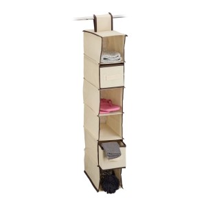 Relaxdays Hängeregal für Kleiderschrank Vlies Beige Faltbar 82 cm x 14,5 cm x 30 cm