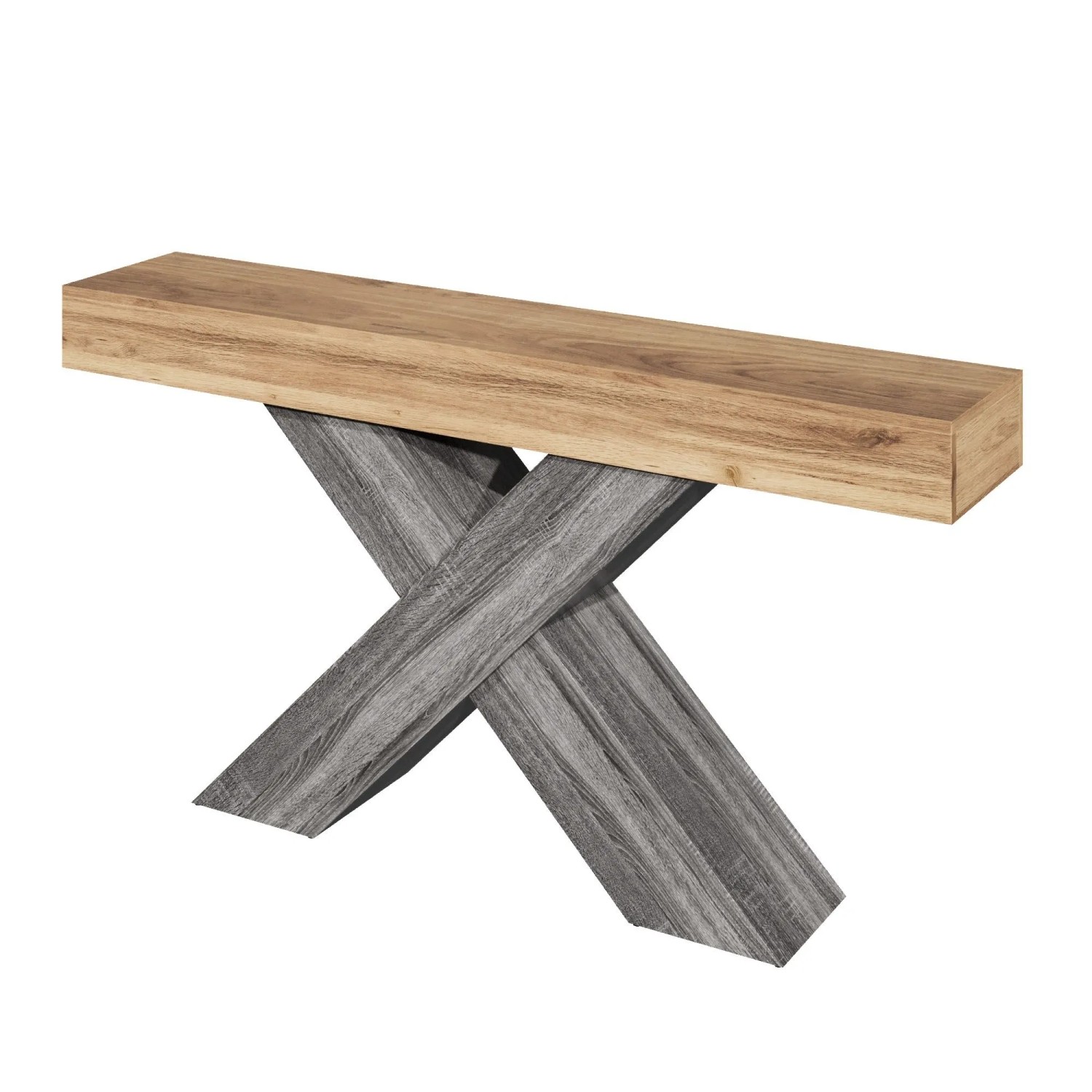 okwish Konsolentisch Beine Schmal Holzoptik Spanplatte Flur Wohnzimmer 140x30x80cm Natur