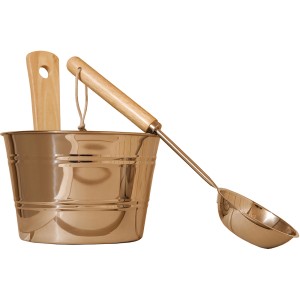 Weka Aufguss-Set aus Edelstahl mit Kübel und Schöpfkelle für Saunaöfen & Zubehör.