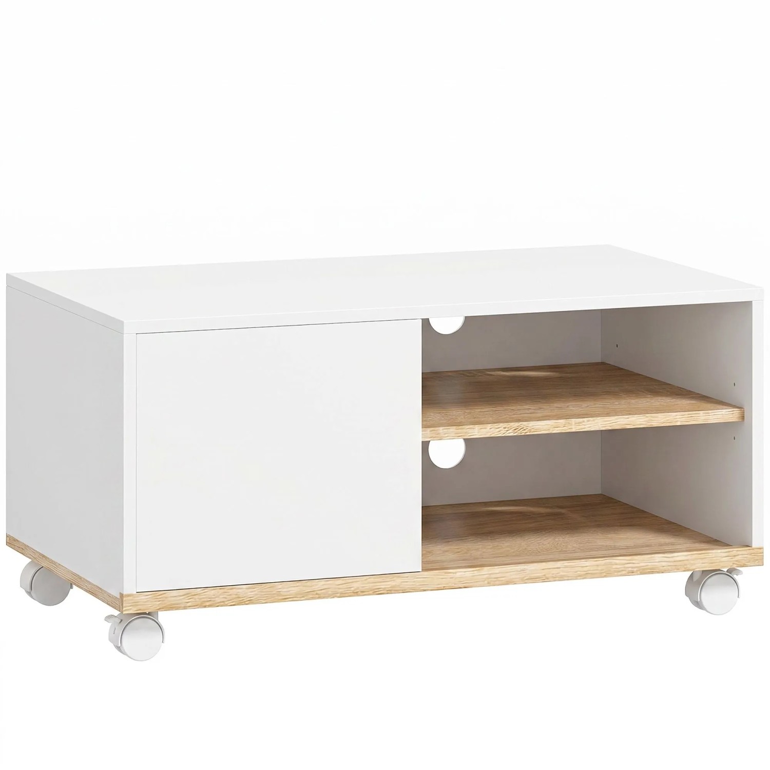 HOMCOM TV Stand Spanplatte 80L x 45B x 39H cm Weiß+Eiche