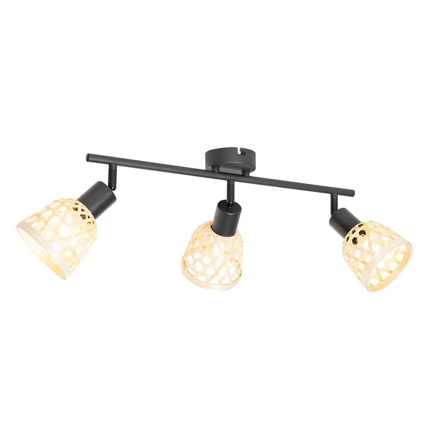 QAZQA Orientalischer Spot Schwarz mit Bambus 3 Flammig Rayan