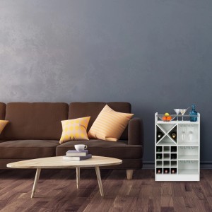 Relaxdays Weinregal Holzwerkstoff Weiß mit Weinglashalter 96 cm x 63 cm x 35 cm 27 kg
