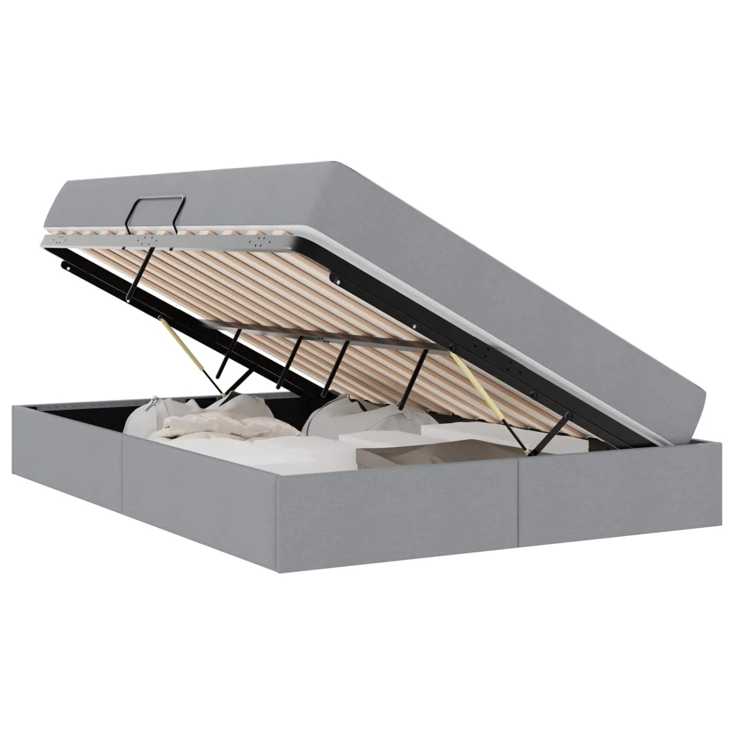 vidaXL Stauraumbett mit Matratze Hellgrau 140 x 200 cm Polyester 3399664 günstig online kaufen