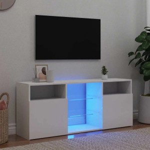 Weißer TV-Schrank mit LED-Beleuchtung, 120x30x50 cm, modernes Design für Wohnzimmer.