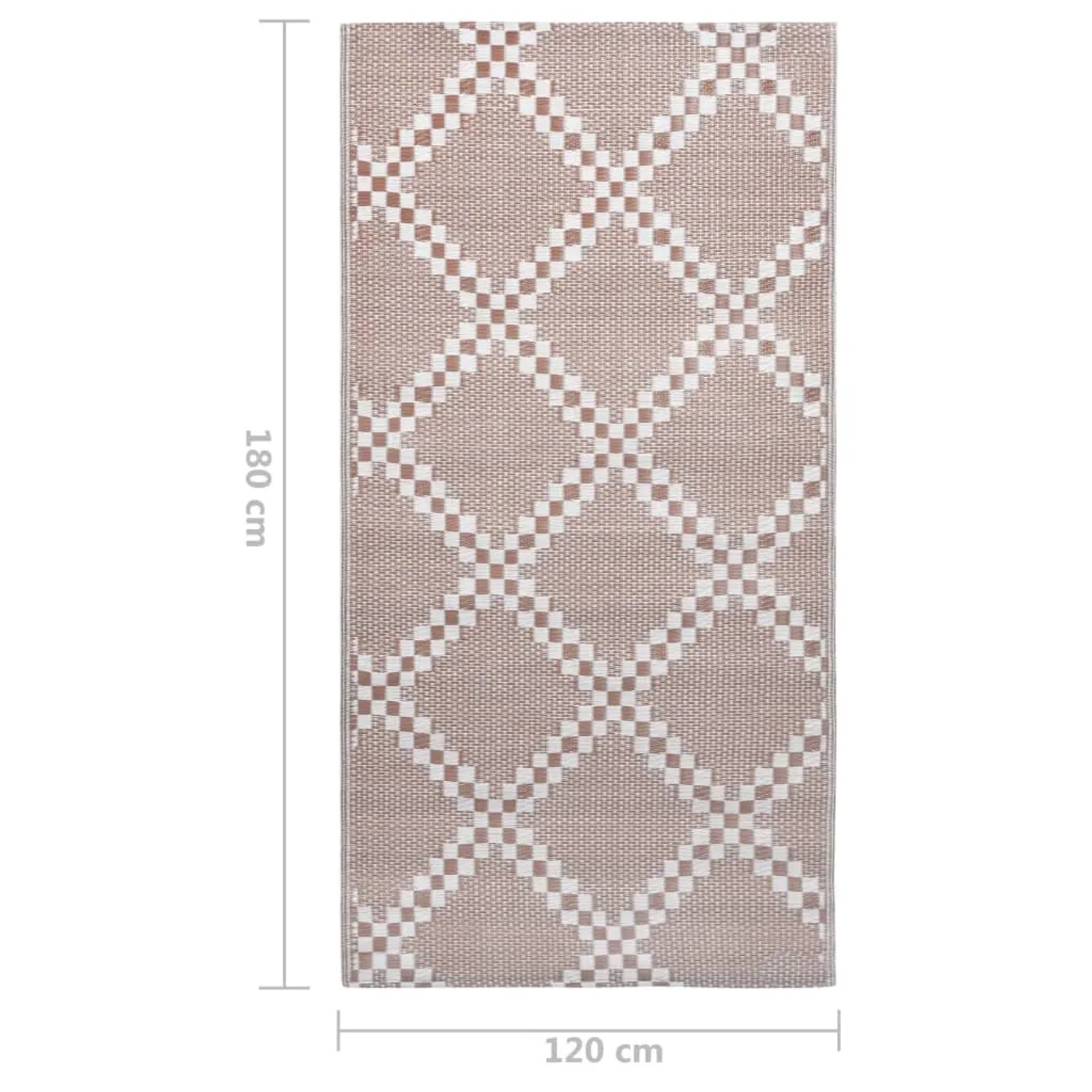 Brauner vidaXL Outdoorteppich (120x180 cm) mit Jacquard-Muster für Terrasse und Balkon.