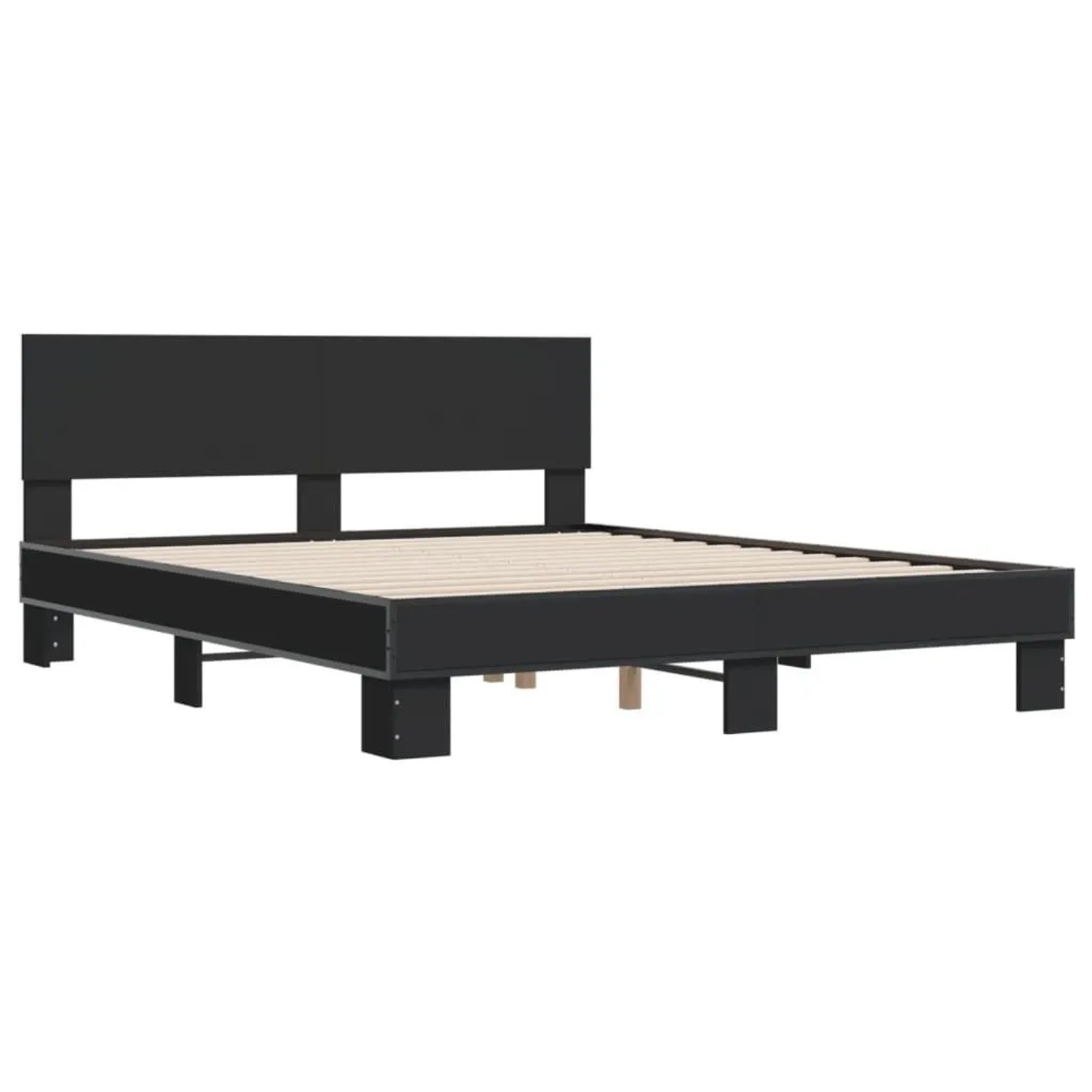 vidaXL Bettgestell Schwarz 150x200 cm Holzwerkstoff und Metall 3280187 günstig online kaufen