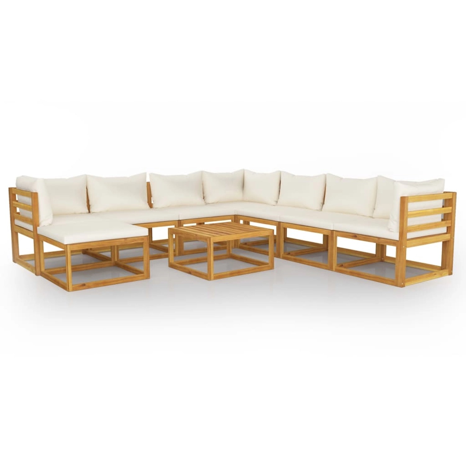 vidaXL 9-tlg Garten-Lounge-Set mit Auflagen Creme Massivholz Akazie Modell 2