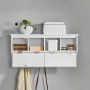 Weiße SoBuy Wandgarderobe FHK24-W mit 2 Klappen, 5 Haken und Ablagefächern.