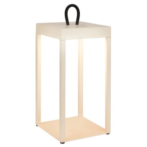 Beige Brilo LED Laterne Luca, dimmbar und spritzwassergeschützt, für Tisch oder Boden.