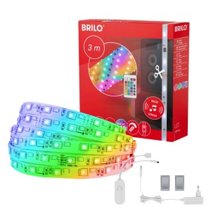 Brilo LED-Strip Magic RGB Dynamischer Farbwechsel Musiksensor Fernbedienung 3 m