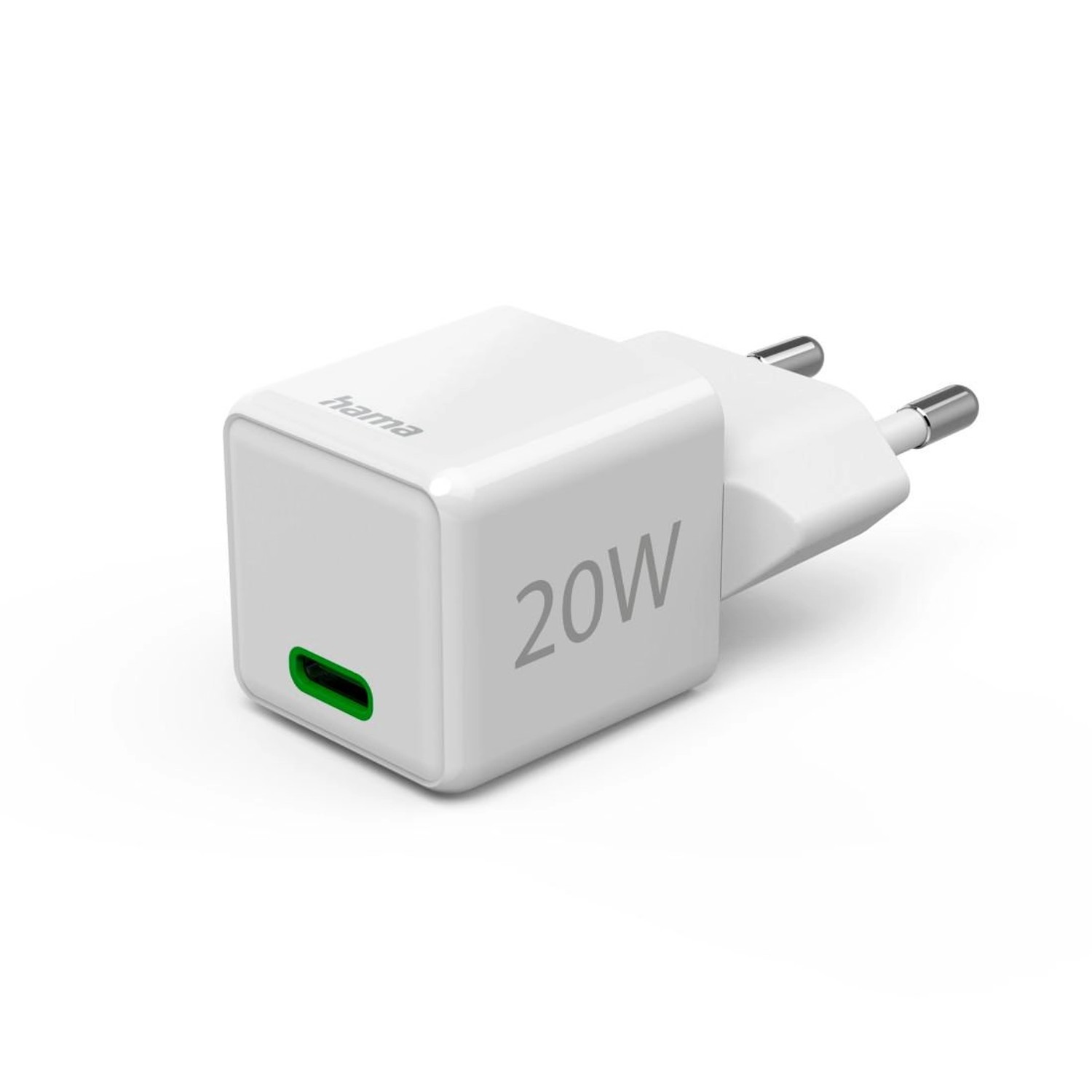 Hama Schnellladegerät USB-C Super-Mini-Charger PD 20 W Weiß