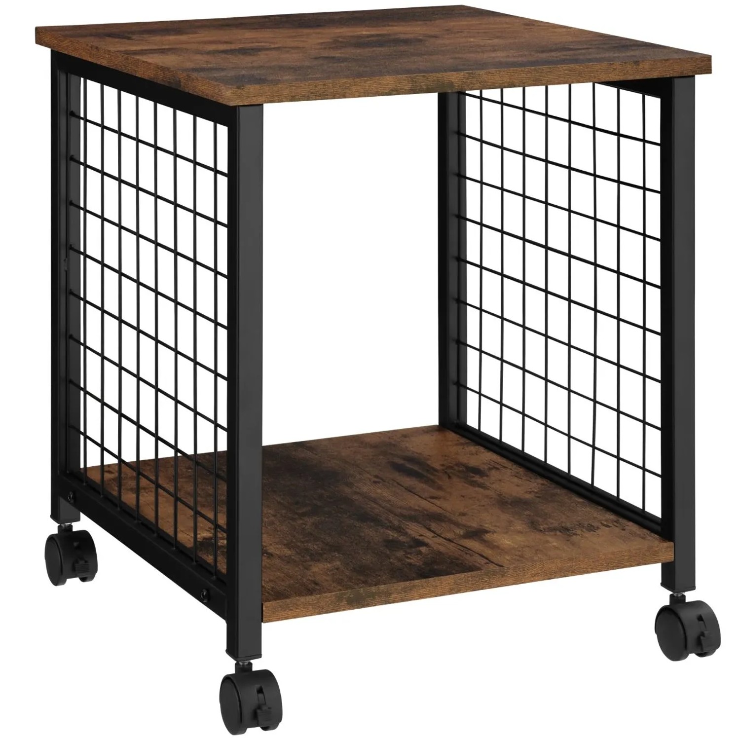 Tectake Beistelltisch Gary Industrial Style Holz und Stahl  40 x 40 x 48 cm Industrial Holz Dunkel  Rustikal