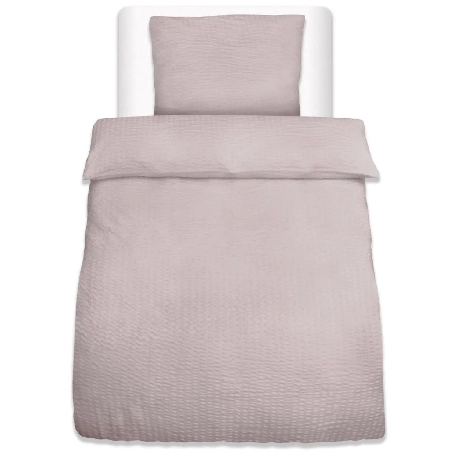 Beautissu Meline Bettbezug 155x220cm + Kissenbezug 80x80cm Taupe Seersucker 2tlg