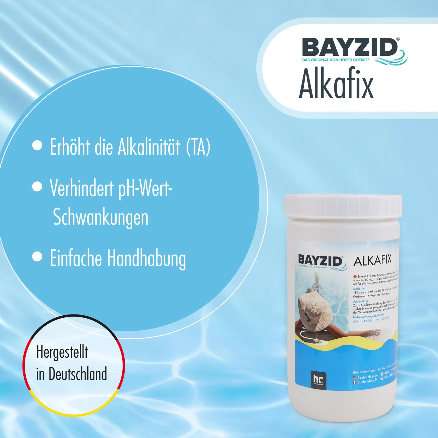 Bayzid Alkafix 5kg zur Anhebung der Alkalinität (TA) im Poolwasser.