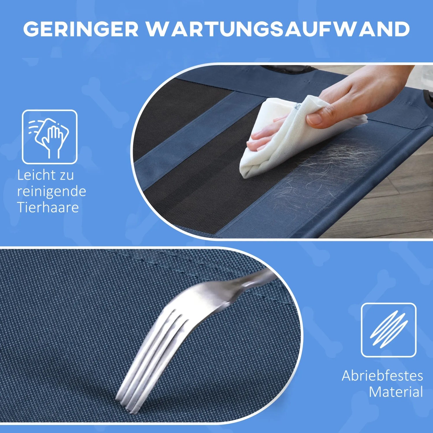 Detailaufnahme: Robustes, leicht zu reinigendes PawHut Hundebett Outdoor.