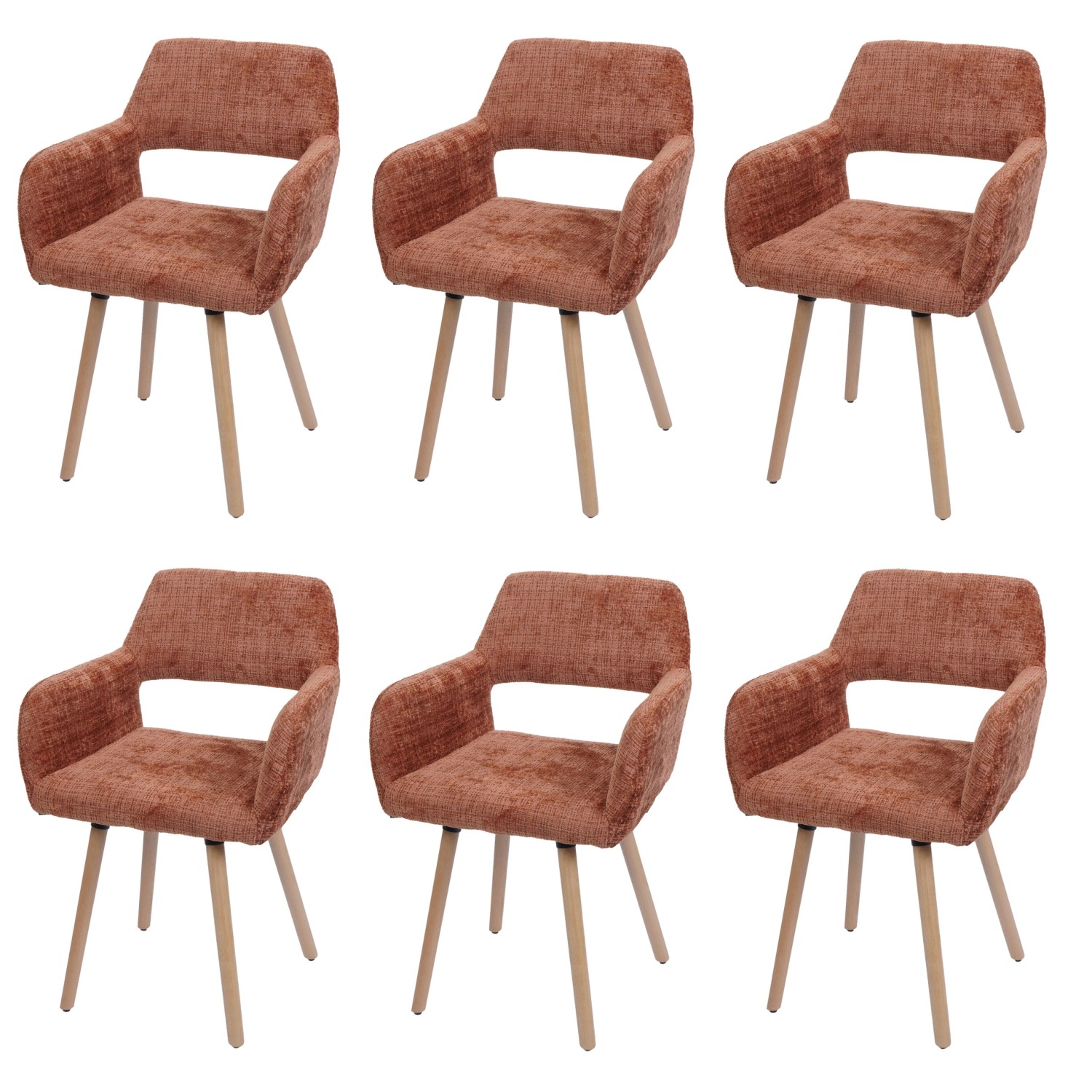 MCW Esszimmerstuhl A50 II 6er-Set Terrakotta Stoff/Textil Chenille 465g/m² günstig online kaufen