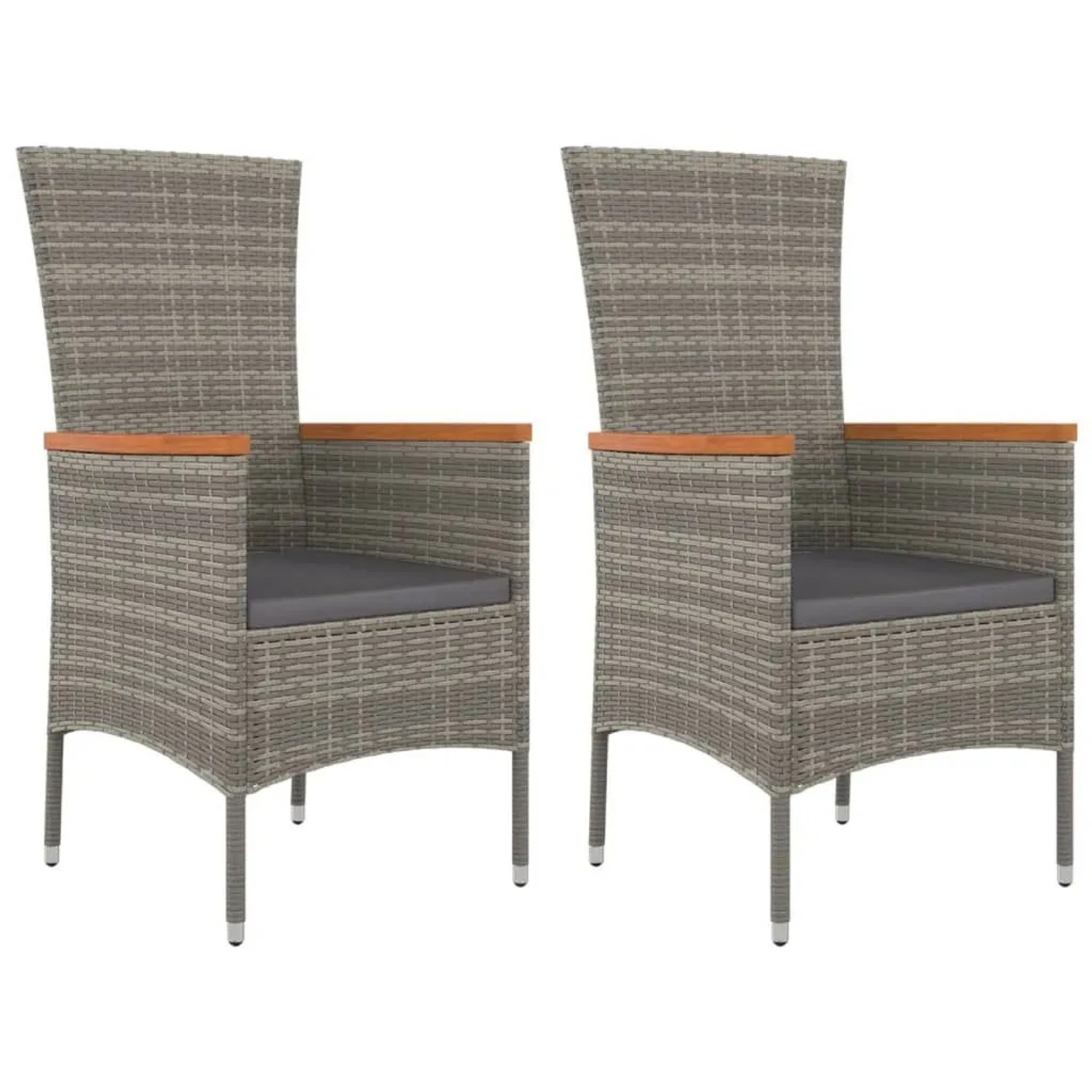 Furnicato Gartenstühle 2er Set Mit Kissen Poly Rattan Grau 60x58x108 Cm Komfortabel Und Robust