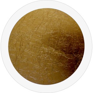 Goldene LED-Deckenleuchte Moon, 40 cm Durchmesser. Elegante Deckenlampe für Wohnräume.