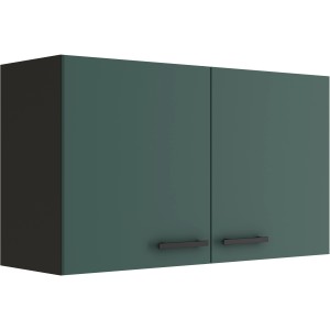 OPTIFIT Verona405 Küchen-Hängeschrank, 100 cm, Steingrün mit schwarzen Griffen.