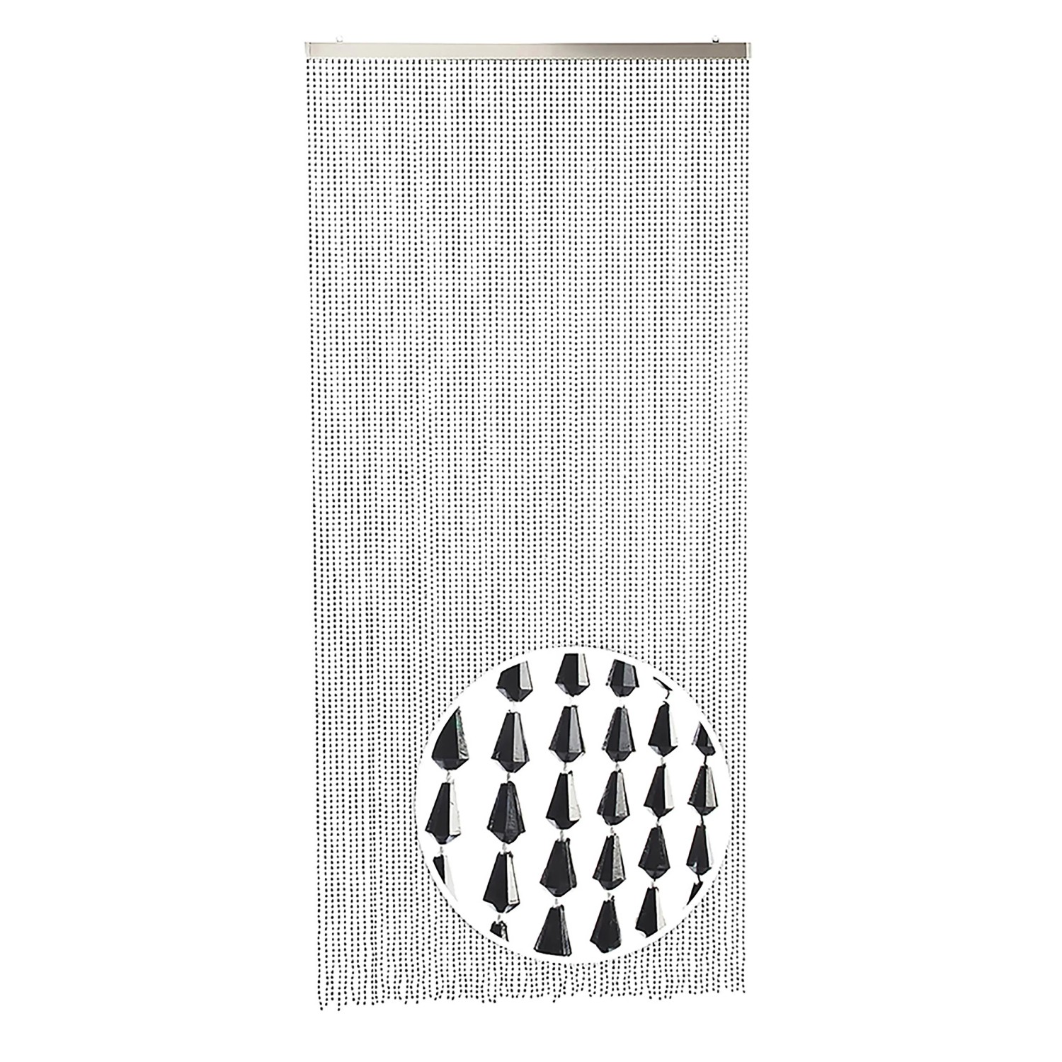 Kobolo Türvorhang NERO mit schwarzen Perlen, 90x200 cm, als Deko und Insektenschutz.