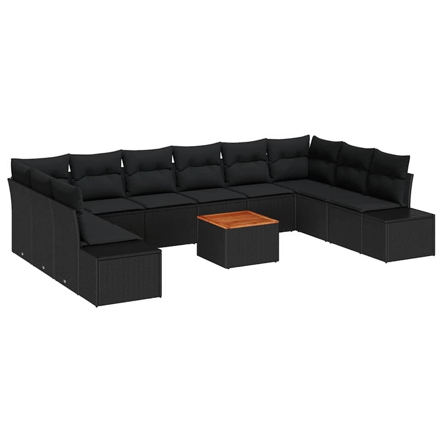 vidaXL Garten-Sofa-Set mit Kissen 11-Tlg Schwarz Poly Rattan 3348010 günstig online kaufen