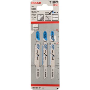 Bosch Stichsägeblätter Pro T 118 G Basic for Metal, 3er-Pack für dünne Bleche.