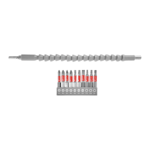 Einhell Bit-Set, 11-teilig, mit flexibler Welle. Werkzeug-Set mit Bits in Halterung und biegsamer Verlängerung.