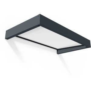 Anthrazitfarbenes Palram Canopia Vordach Sophia, 160x95cm, mit weißer Opal-Paneele.