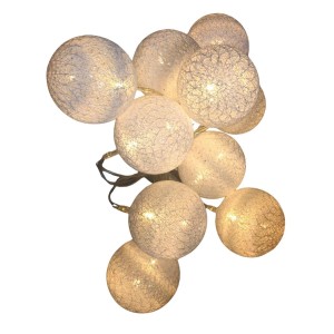 Lex 10er Raffia Kugel-Lichterkette Warmweiß Batteriebetrieben Kugeln Dekolichterkette
