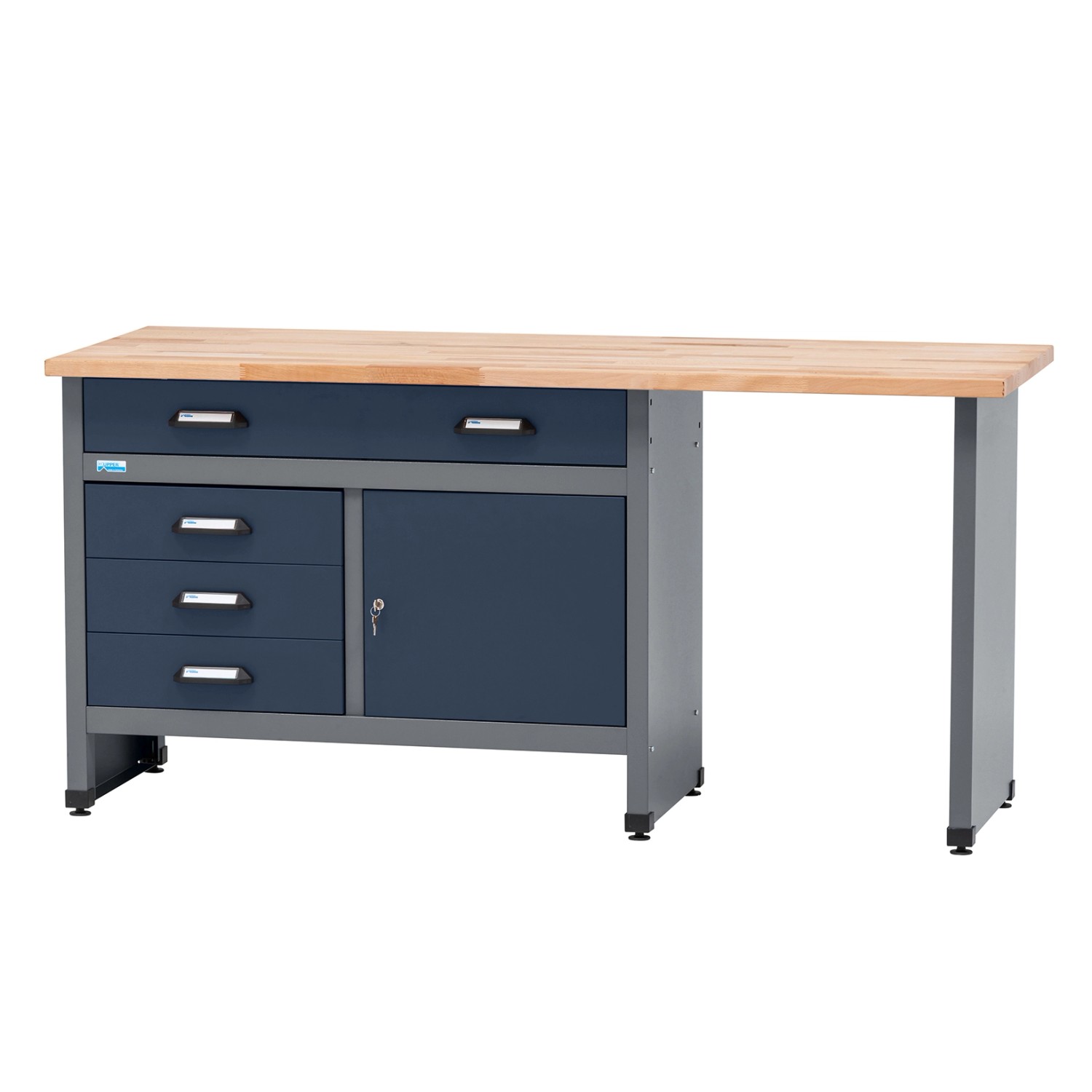 Küpper Werkbank Eintürig mit 4 Schubladen 84 x 170 x 60 cm Dunkelblau günstig online kaufen