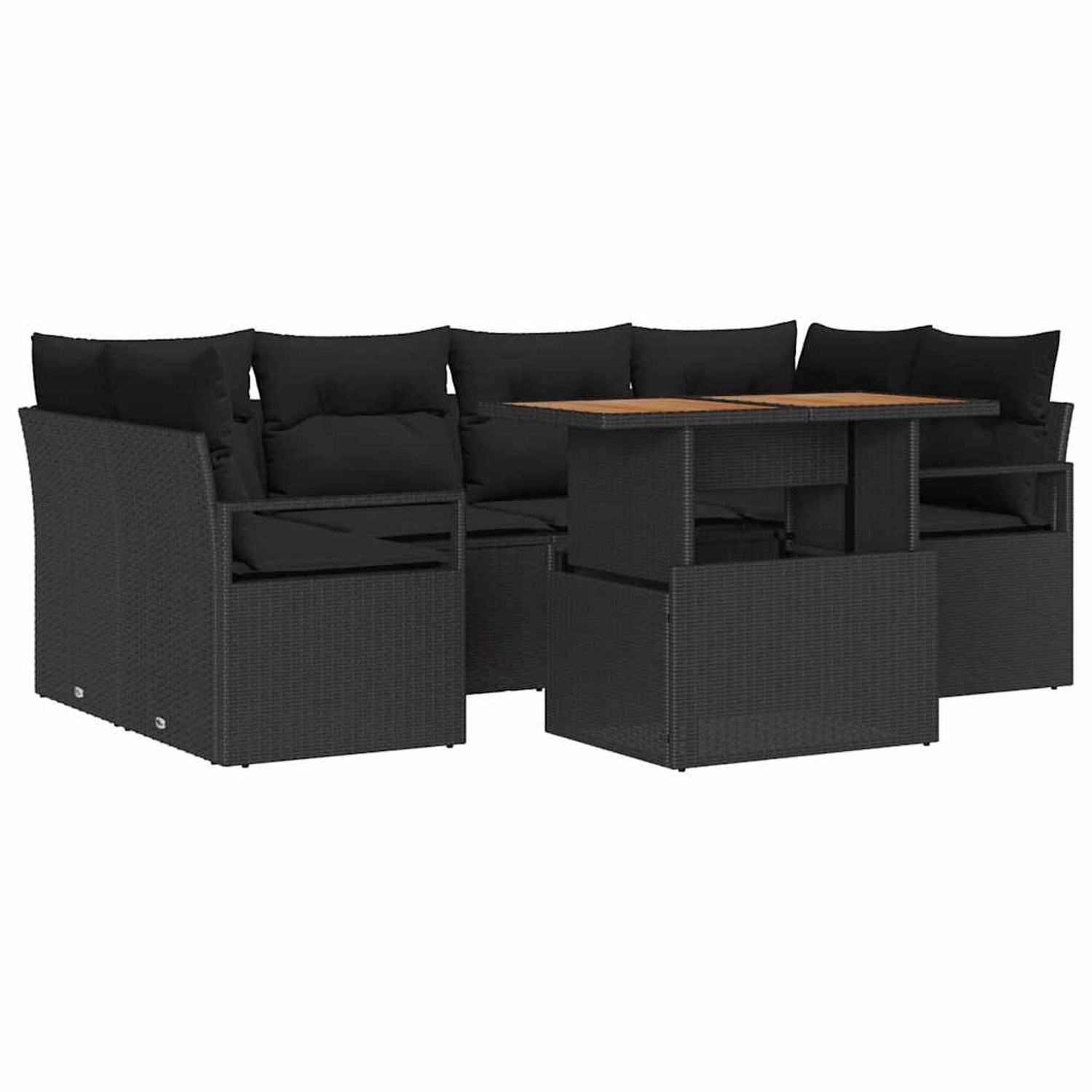 vidaXL Garten-Sofa-Set mit Speicher 7-Tlg Schwarz Poly Rattan 3358403 günstig online kaufen