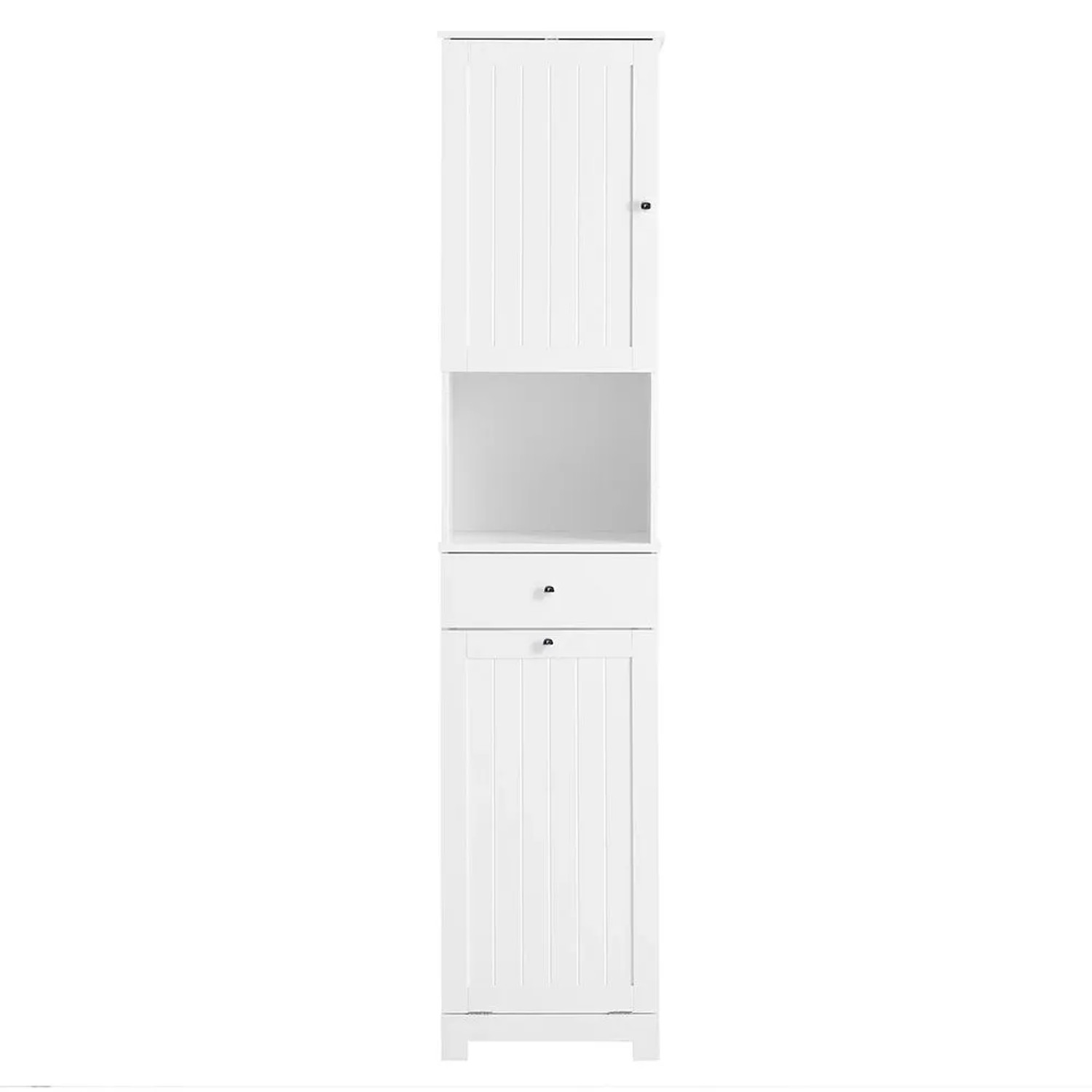 SoBuy Badezimmerschrank mit Wäschekorb Hochschrank Wäscheschrank Weiß 40x180x38cm BZR216-W