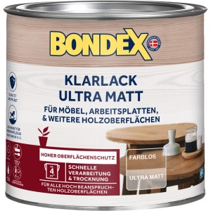 Dose Bondex Klarlack Ultra Matt, farblos, für Möbel und Holzoberflächen im Innenbereich.