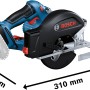 Bosch Professional GKM 18 V-50 Akku-Kreissäge (Solo): Kompakte Metallsäge mit LED-Licht und Spänebox.