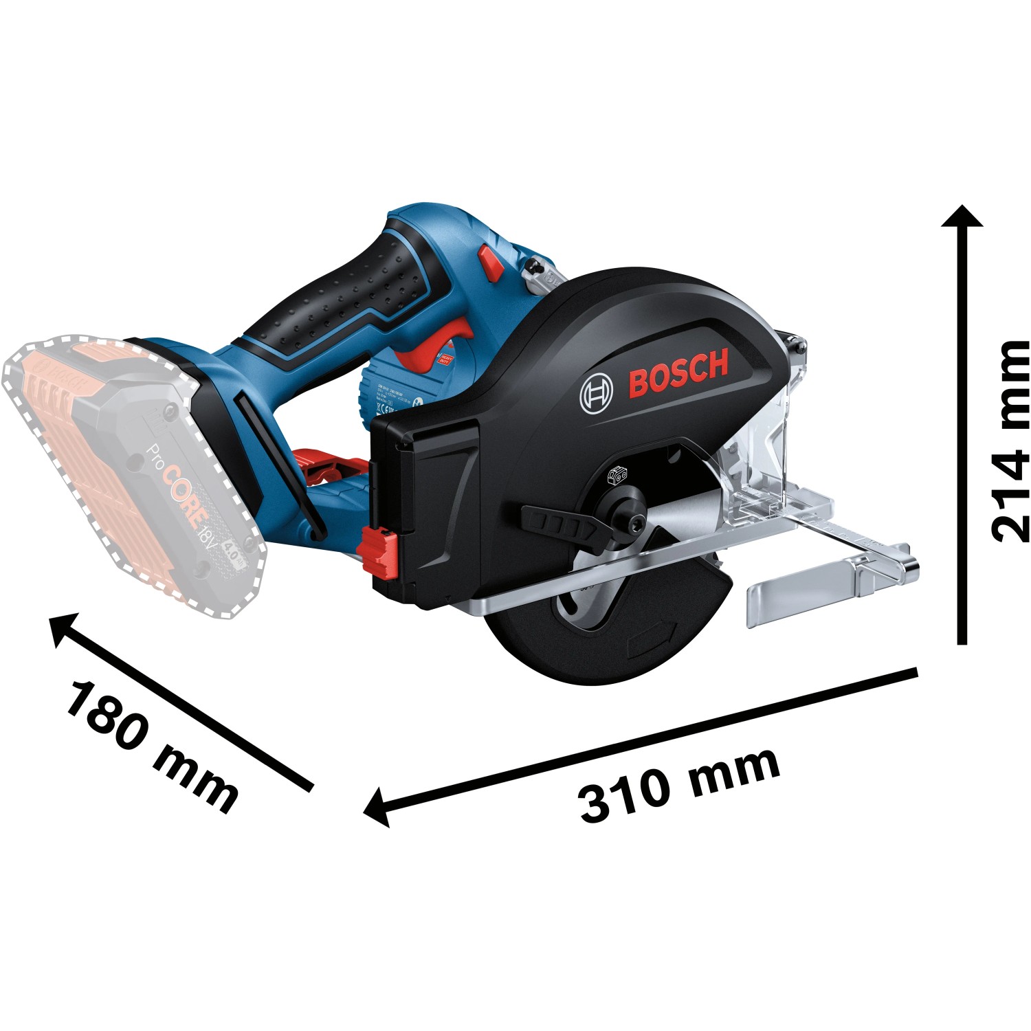 Bosch Professional GKM 18 V-50 Akku-Kreissäge (Solo): Kompakte Metallsäge mit LED-Licht und Spänebox.