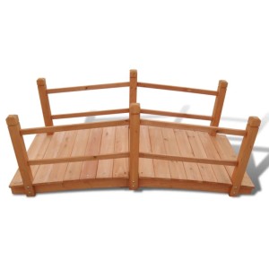 DELUKE Holzbrücke Mit Geländer MILAN Braun 140x60x56cm Gartenbrücke Teichbrücke Holzsteg Gartendeko Teich Garten Zierbrücke