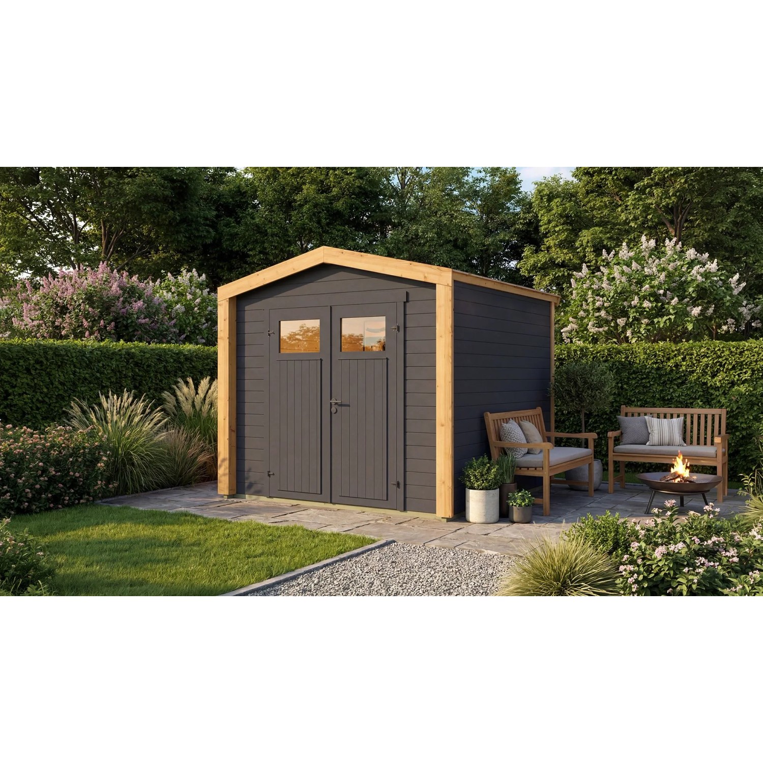 Weka Holz-Gartenhaus Killarney Satteldach Lasiert 248 cm x 248 cm