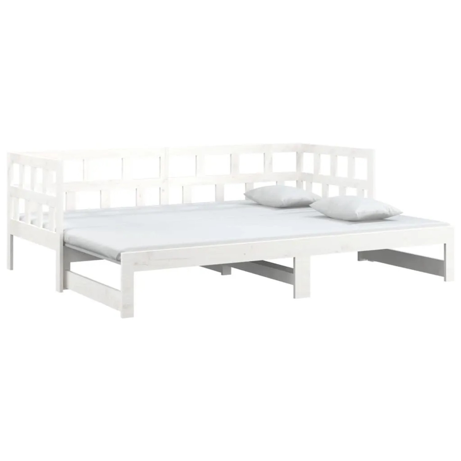 vidaXL Tagesbett Ausziehbar Weiß Massivholz Kiefer 2x 90x190 cm 820233