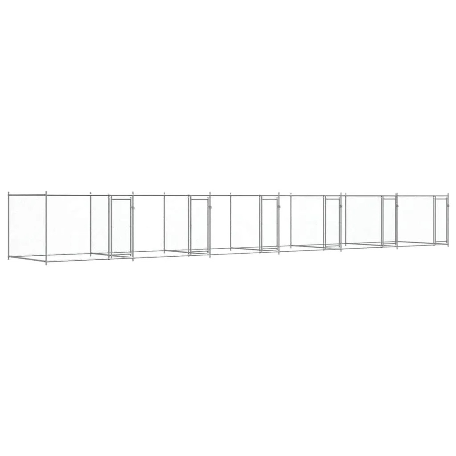 vidaXL Hundezwinger mit Türen Grau 12x2x1,5 m Verzinkter Stahl 3209577