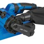 Blauer LUX Bandschleifer E-BAS-900 mit Staubfangsack. Schleifmaschine für Holz und Metall.