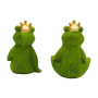 2er Set Froschkönige als Gartenfiguren. Grüne Frösche mit goldener Krone als Deko für Teich und Garten.