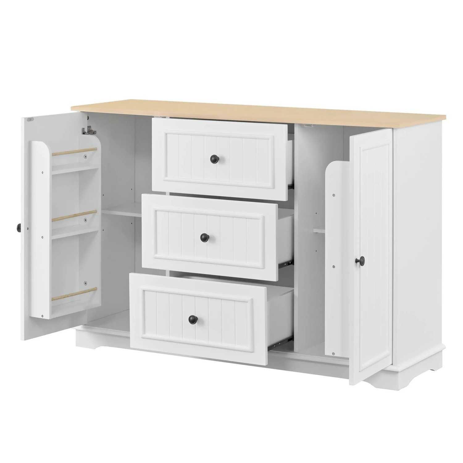 okwish Sideboard mit Schubladen Türen Esszimmer 126x40x86cm Weiß